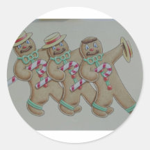 Ginger Bread Cookie Men Round Stickers