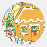 Gingerbread House Frosted Cookies Christmas Scene Round Sticker