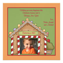 Gingerbread House Photo Holiday Card Invites