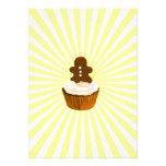 Gingerbread man cupcake with blast line pattern personalised invitation
