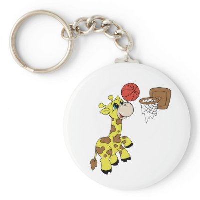 Giraffe Basketball T-shirts and Gifts Keychain by toddlersplace