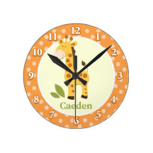 Giraffe Jungle Adventure (Orange) Wall Clock