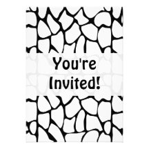 Giraffe Pattern. White and Black. Personalised Invite