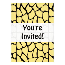 Giraffe Pattern. Yellow & Black. Personalised Invitations
