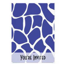 Giraffe Print Pattern in Dark Blue. Invites