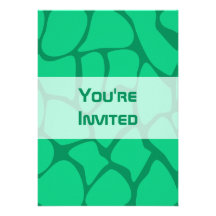 Giraffe Print Pattern in Jade Green. Invitations