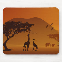 giraffe with her baby safari style mouse pads