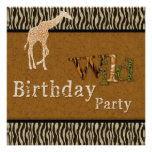 Giraffe Zebra Safari Zoo Birthday Party Invitation