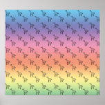 Giraffes on rainbow pastel poster