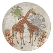 Giraffes Orange Blossom Plate