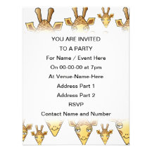 Giraffes Pattern. Personalized Invitation
