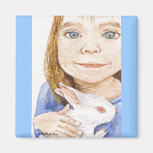 Girl And Bunny Magnet