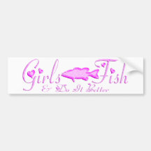 GIRL BASS FISHING BUMPER STICKERS