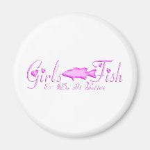 GIRL BASS FISHING FRIDGE MAGNETS