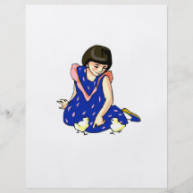 girl blue dress two baby chicks personalized flyer