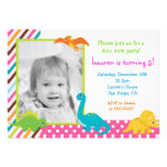 Girl Dinosaur Birthday Invitation for