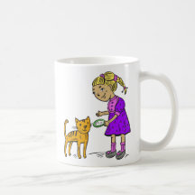 Girl Feeding Cat Coffee Mug