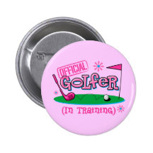 Girl Golfer In Training Button