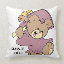 girl graduation cute teddy bear design pillow