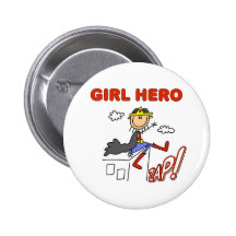 Girl Hero on Rooftop Button