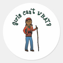 Girl Hiker Round Sticker