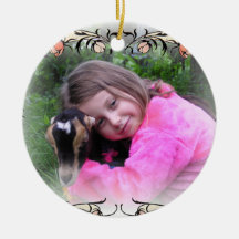 GIRL HUGGING GOAT - LAMANCHA CHRISTMAS ORNAMENT