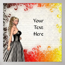 Girl in a silver gray dress poster