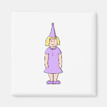 Girl in Lilac Colour Birthday Party Outfit. Magnet