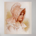 Girl in Pink Bonnet Print