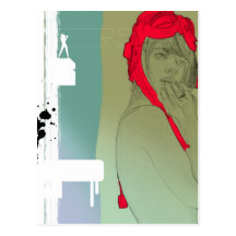 Girl in Red Helmet Post Card