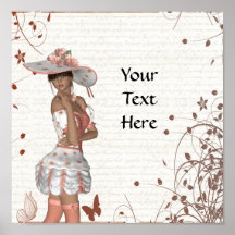 Girl in summer hat posters