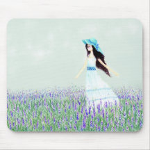 Girl in the field of lavenders mousepads