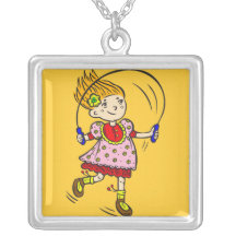 Girl Jumping Rope Necklace