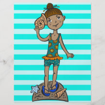 Girl On Beach With Seashell Flyer
