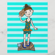 Girl On Beach With Seashell Flyer Design