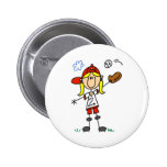 Girl Playing Softball Button