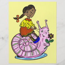 Girl Riding A Snail Flyer Design