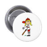 Girl Softball Player Button