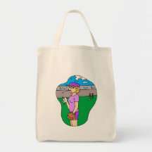 Girl spitting pitcher tote bag