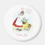 Girl with Basket of Eggs and Chicks Fridge Magnets