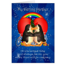 Girlfriend Lesbian Christmas Card With Kissing Pen