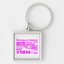 Girls 13th Birthdays : Pink Greatest 13 Year Old Keychains