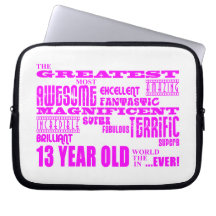Girls 13th Birthdays : Pink Greatest 13 Year Old Laptop Computer Sleeves