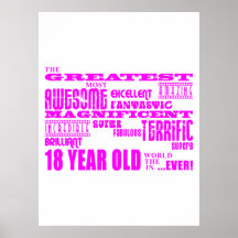 Girls 18th Birthdays : Pink Greatest 18 Year Old Posters