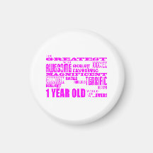 Girls 1st Birthday : Pink Greatest 1 Year Old Refrigerator Magnet