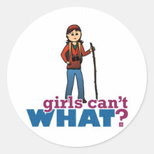 Girls Hiking Round Sticker