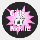 Girls Kick it Round Stickers