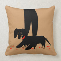 Girls' Night Out Dachshund with Red Collar Pillow pillows