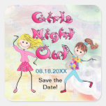 Girl's Night Out - Save the Date Square Sticker