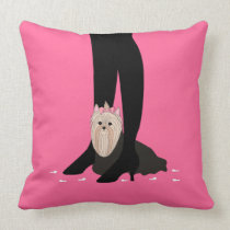 Girls' Night Out! Yorkshire Terrier Throw Pillow pillows
